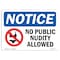 Signmission OSHA Notice, 3.5" Height, No Public Nudity Allowed Sign With Symbol, 5" X 3.5", Landscape OS-NS-D-35-L-14762 - alternate 1